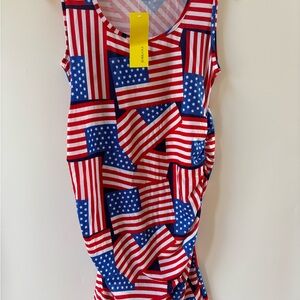 Ginkana Independence Day Red White Blue Maternity Bodycon Dress, Medium